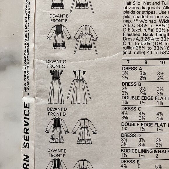 Vintage Little Vogue Girls' Dress & Veil Pattern #1877 Size 8 CUT Vintage - Picture 7 of 11